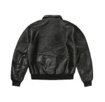 Up In Flames Cow Hide Leather Jacket Black (3)