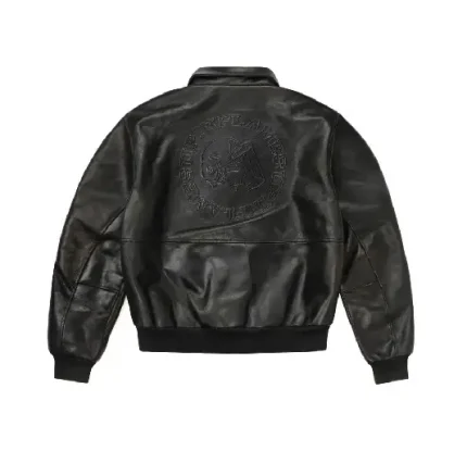 Up In Flames Cow Hide Leather Jacket Black (3)
