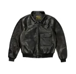 Up In Flames Cow Hide Leather Jacket Black (4)