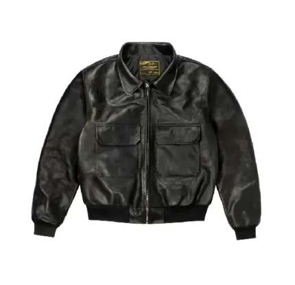 Up In Flames Cow Hide Leather Jacket Black (4)
