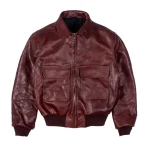 Up In Flames Cow Hide Leather Jacket Maroon (1)