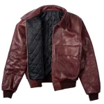 Up In Flames Cow Hide Leather Jacket Maroon (3)