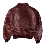 Up In Flames Cow Hide Leather Jacket Maroon (4)