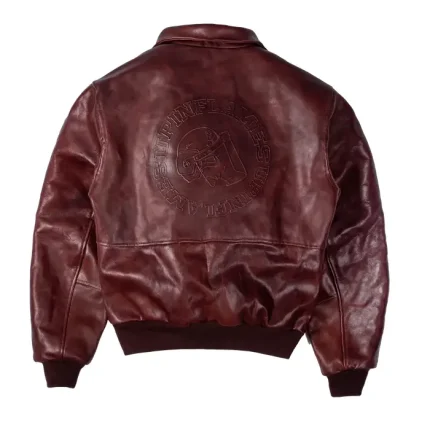 Up In Flames Cow Hide Leather Jacket Maroon (4)
