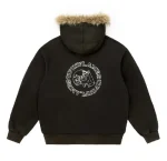 Up In Flames Faux Fur Washed Black Hoodie (4)