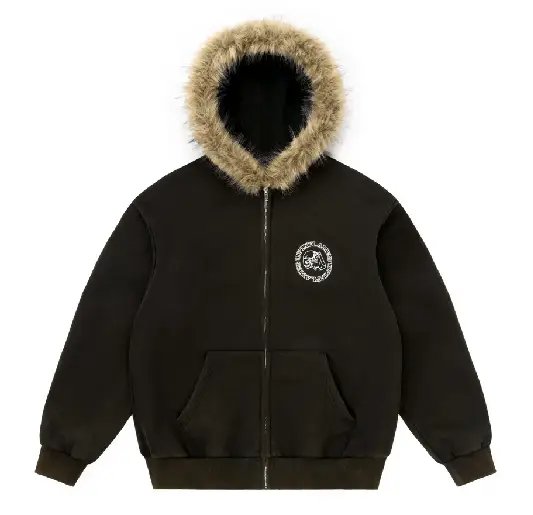 Up In Flames Faux Fur Washed Black Hoodie (5) Up In Flames Faux Fur Washed Black Hoodie (5)