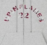 Up In Flames Plaid Appliqué Hoodie Grey (3)