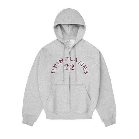 Up In Flames Plaid Appliqué Hoodie Grey (5) Up In Flames Plaid Appliqué Hoodie Grey (5)