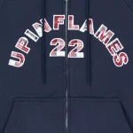 Up In Flames Plaid Applique Hoodie Navy 2