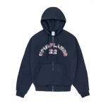 Up In Flames Plaid Applique Hoodie Navy 4