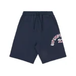 Up In Flames Plaid Appliqué Shorts Navy (4)