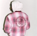 Up In Flames Plaid Padded Bomber Red White (2)