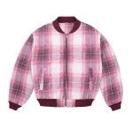 Up In Flames Plaid Padded Bomber Red White (4)