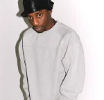 Up In Flames Ribbed Panel Crew Neck Grey (2)