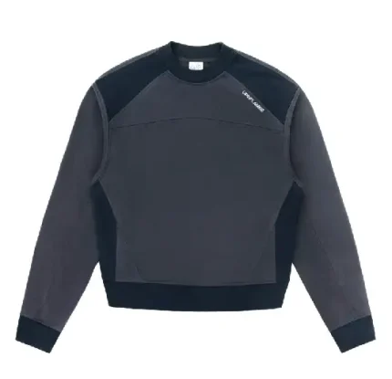 Up In Flames Ribbed Panel Crew Neck Navy (5)