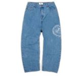 Up In Flames Riot Logo Medium Wash Jeans (2)