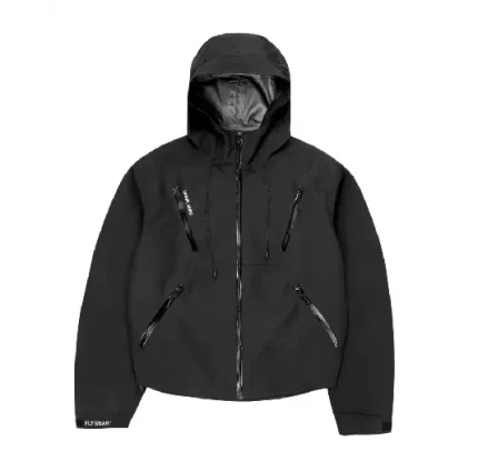 Up In Flames Taped Seam Black Windbreaker Jacket (4)